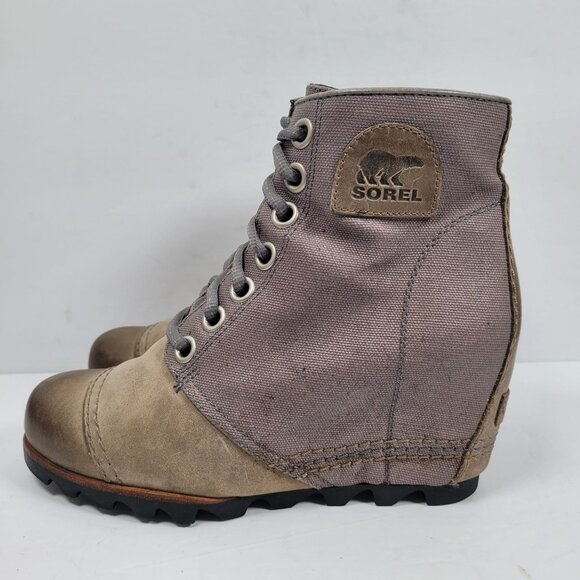 Sorel Women's Taupe Brown Lace-Up Ankle Boots NL2174-051 US Size 7 - Picture 2 of 11
